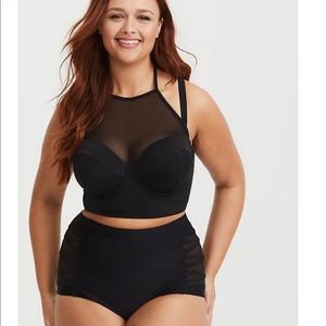 Black Halter Mesh Bikini Top from Torrid